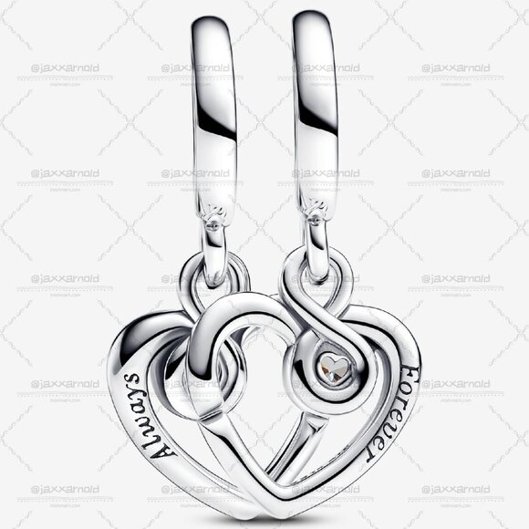 Pandora Forever & Always Splittable Dangle Charm - Picture 2 of 6